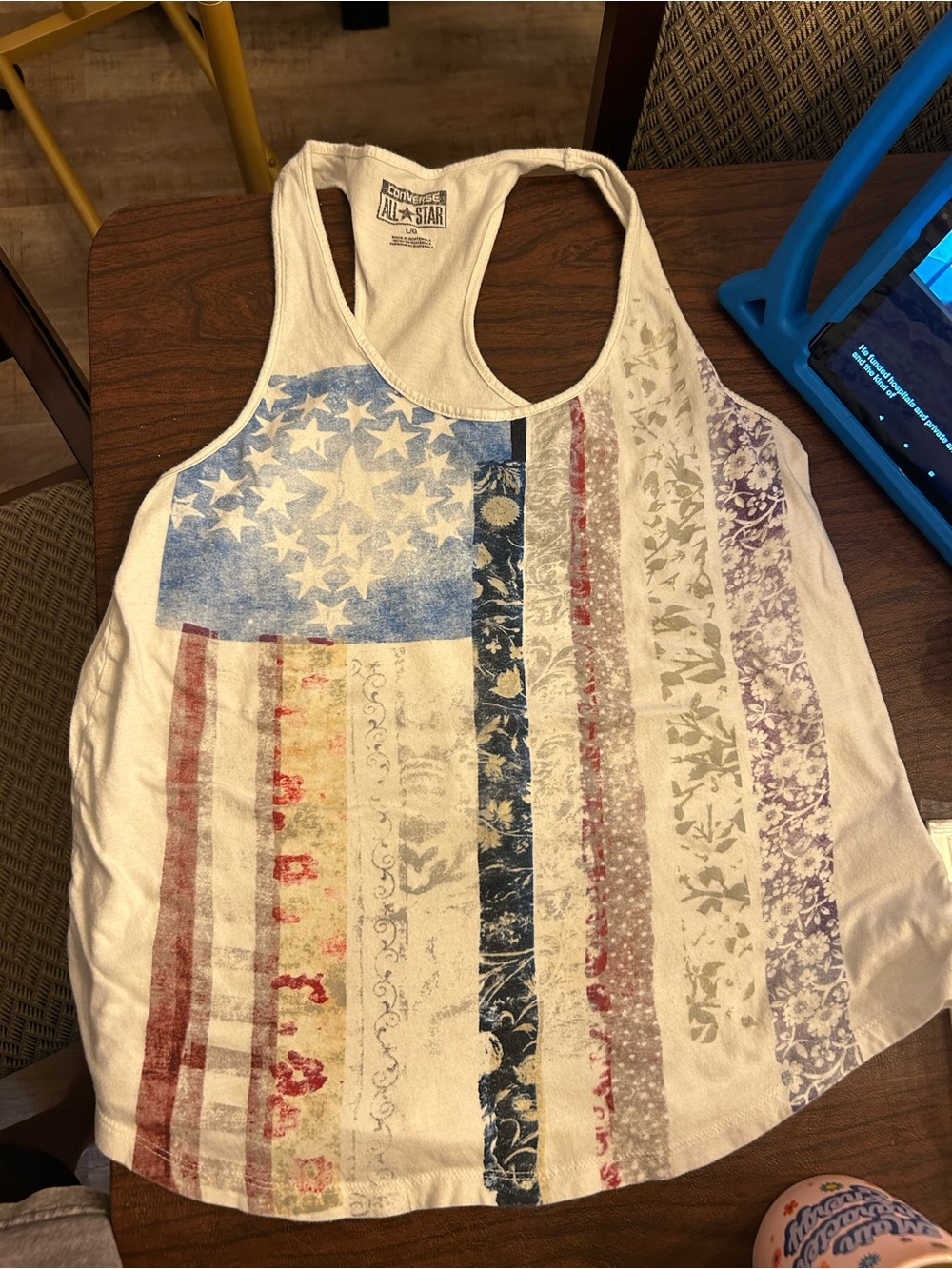 Converse White Americana Print Racerback Tank